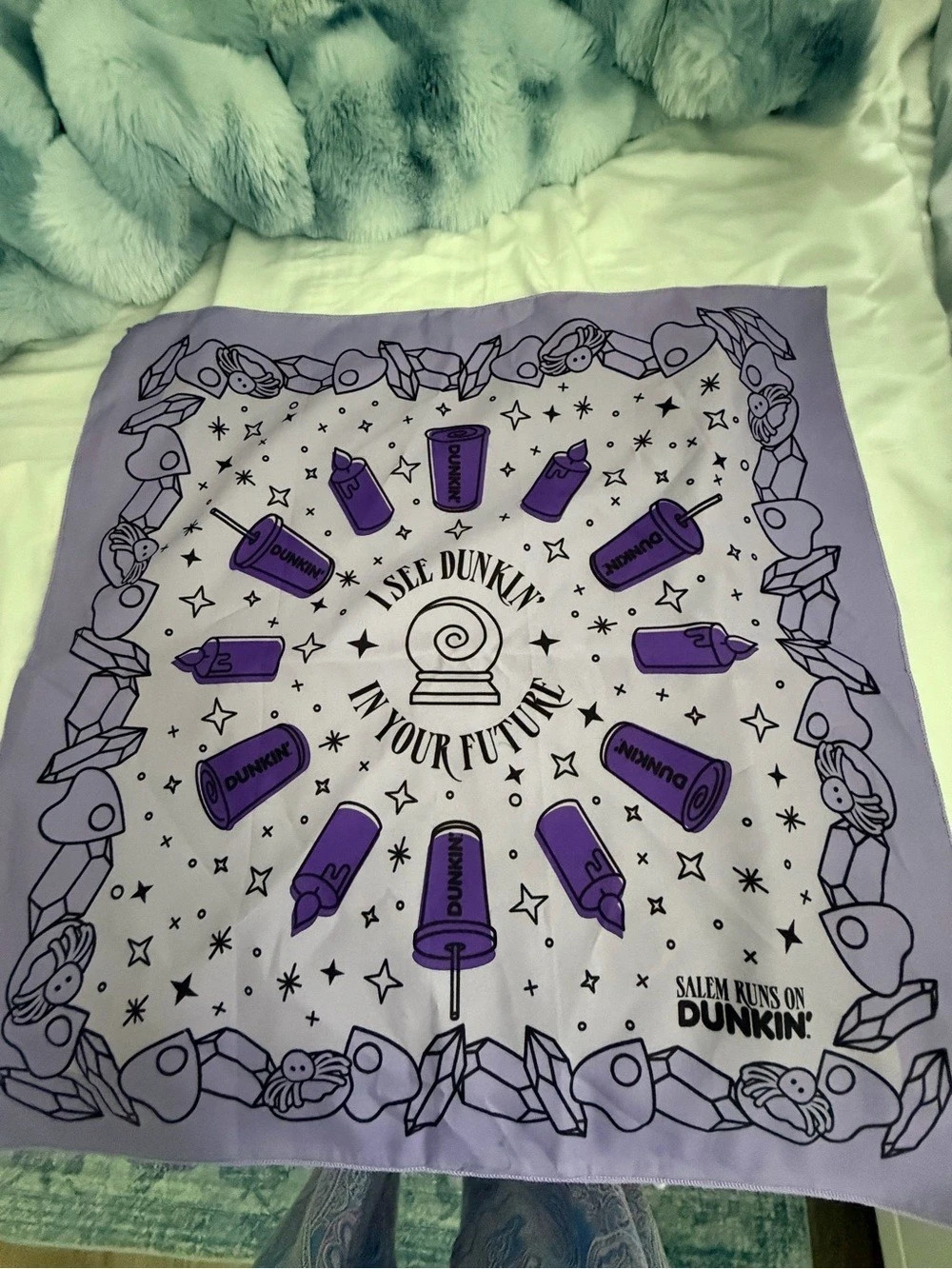 Dunkin' Salem Runs on Dunkin Halloween Bandana Purple & White